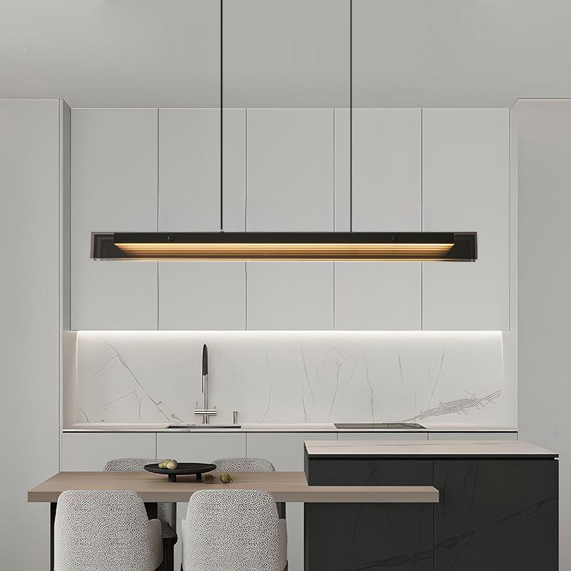 现代简长约轻奢餐厅灯设计师一字d餐厅灯吧台岛台条772灯l护眼e灯