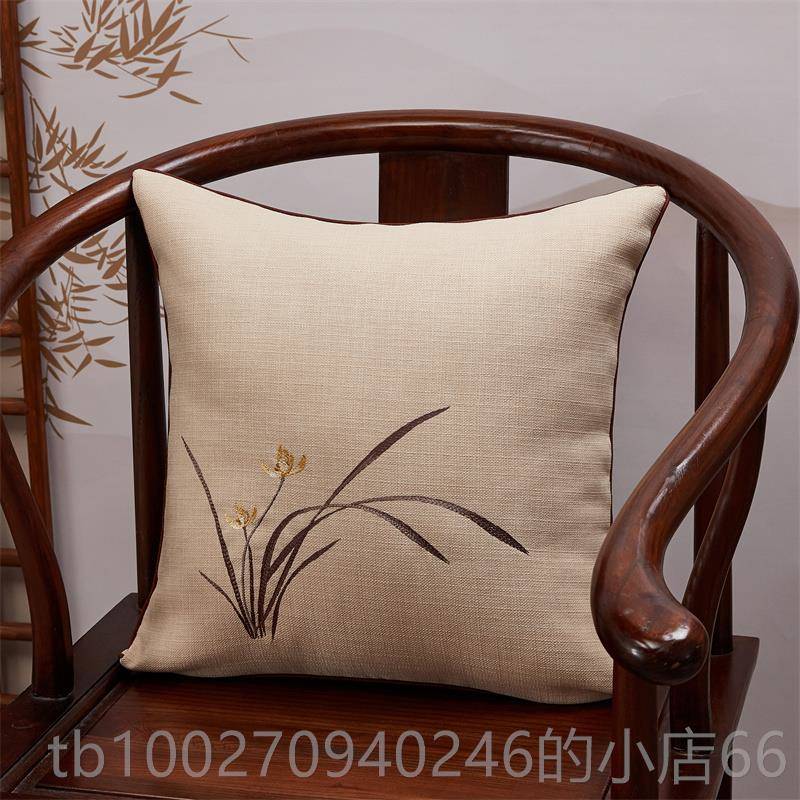 高档新式抱套不中含枕芯棉麻刺绣国风客厅红木中沙发抱枕靠垫靠枕