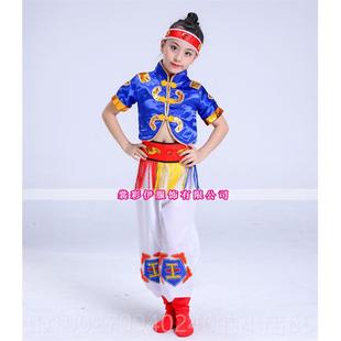 高档儿童蒙古出演男童草原欢歌萨布罕汉女白马舞蹈服筷子服舞表演