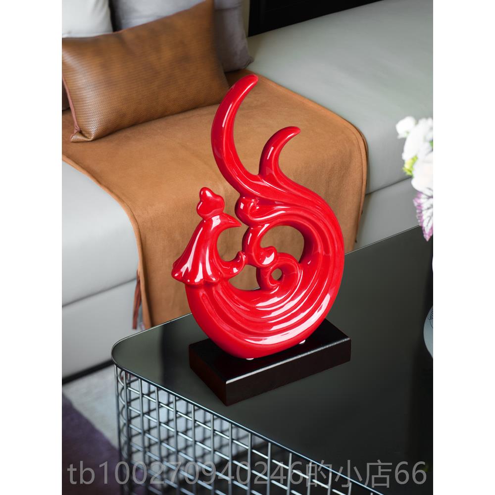 高档摆家饰品客居厅装饰陶瓷火凤凰电视装柜创意现代摆设玄关酒柜