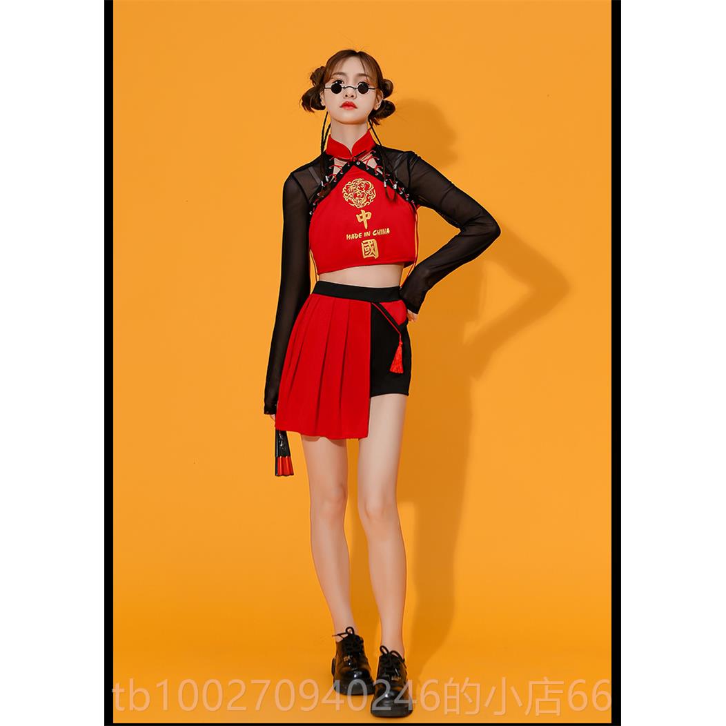 高档中国爵士舞蹈服风套装性出感国潮成人街舞装k服pop打歌服女团