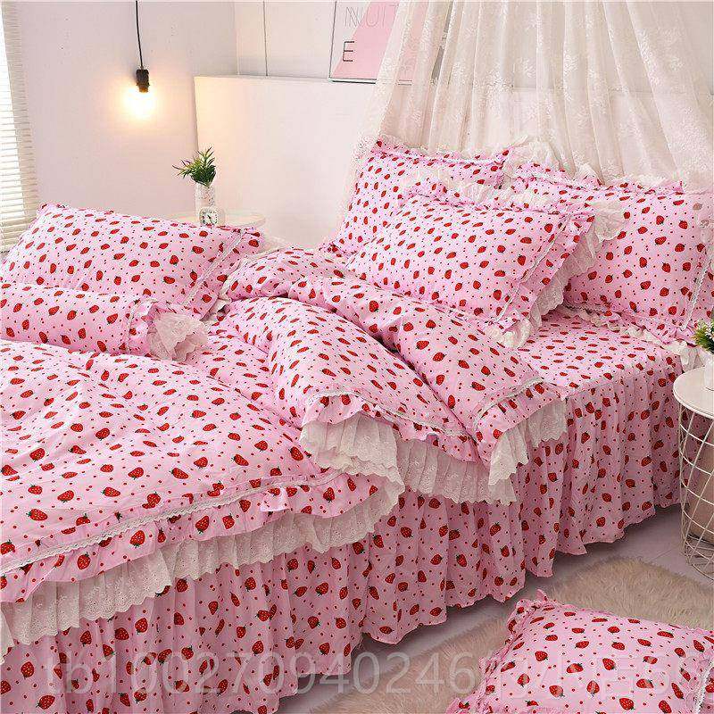 高档用水洗棉四件套公碎花主风蕾丝花边田园复古全纯棉床裙棉式床,床上用品,床品套件/四件套/多件套,淘宝优惠券,粉丝福利购,淘宝优惠卷