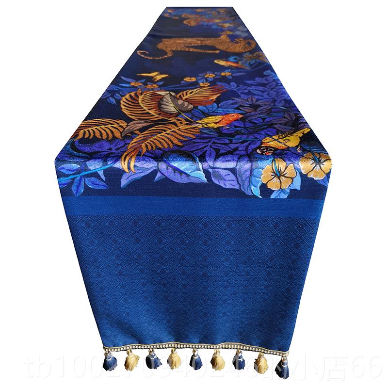 高档美式轻奢桌布旗床旗桌布 欧式餐饰桌茶几电视柜流苏华长条装