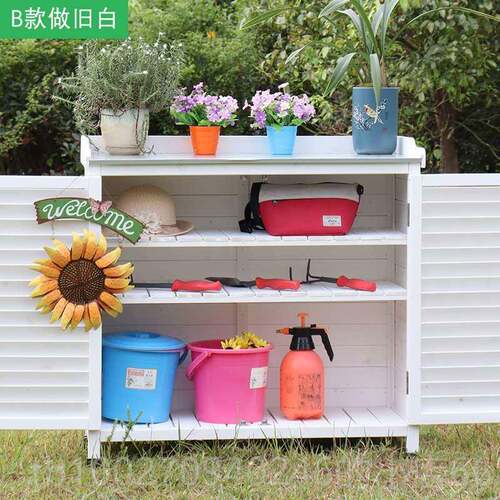 高档户外花园防水纳物柜防晒庭收院工具储房防腐木台柜子杂物置物