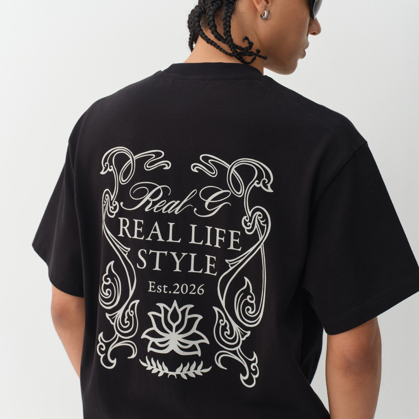 RealG2026夏季新款设计满背印花短袖T恤休闲宽松男女