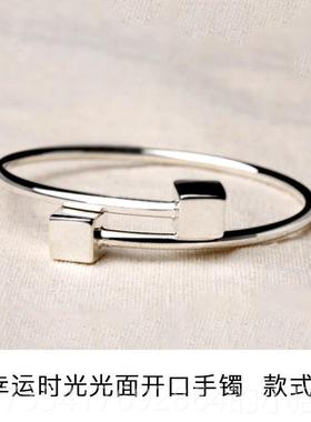 正品银典工坊9手99银镯纯银女竹节开口银镯送小首众个性饰送女友