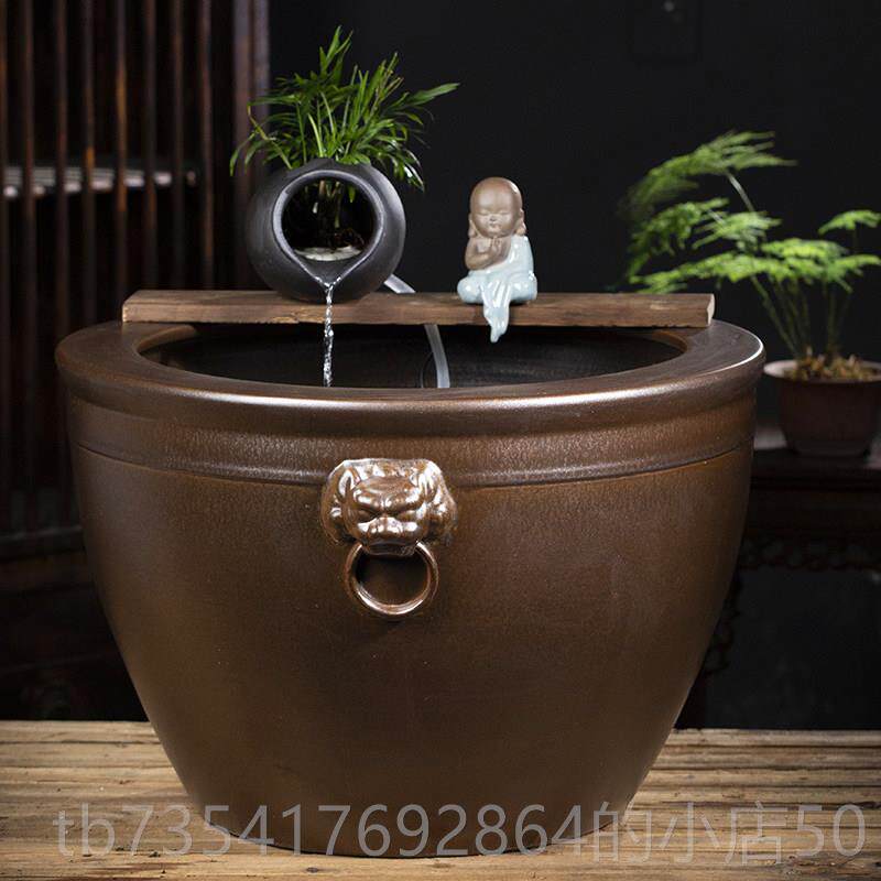 正品瓷大型陶流水喷泉鱼缸水陶罐水循环造景古鱼缸客厅阳台落地法,宠物/宠物食品及用品,底柜/落地缸,淘宝优惠券,粉丝福利购,淘宝优惠卷