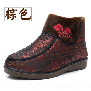 正品老北京冬季女用丝绒鞋，老中年妈妈棉鞋，滑防增厚奶奶软底