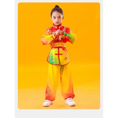正品儿童术表演服赛装中国风舞龙舞狮武打功鼓服男女童功夫比练训