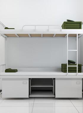 厚14款制式营具加带锁储物双层床干部门QLX卫宿舍单人床床学桌椅