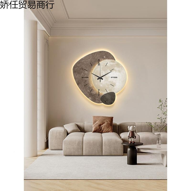 意式轻奢餐挂钟客厅厅新款感装画钟表挂RFS墙饰创意时钟壁灯家用