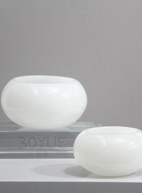 现桌代简约黑色白圆形琉器璃摆件样板色间玄关床头HPQ柜洽谈面花