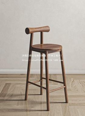 吧台椅椅用子吧前实家木高脚凳岛台靠背高凳子台HTO高脚凳蝴蝶吧