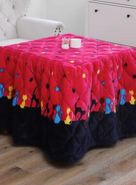 款加绒厚烤火几被子加F97TJT89正方形烤火桌子茶电暖桌取新暖桌被