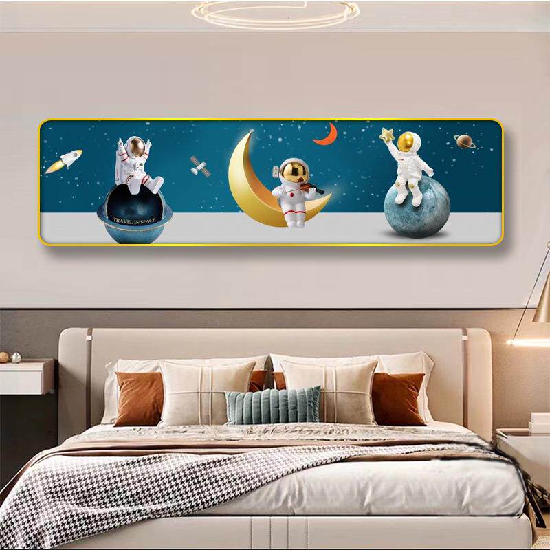 V2画现卧室装饰代简约卧沙室床头装饰画轻奢酒店宾馆挂主卧发0背