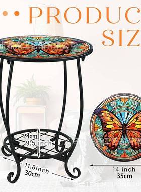 欧式架创小鸟蝴蝶1圆形置物架铁艺花室内外意台花阳园花盆架小桌