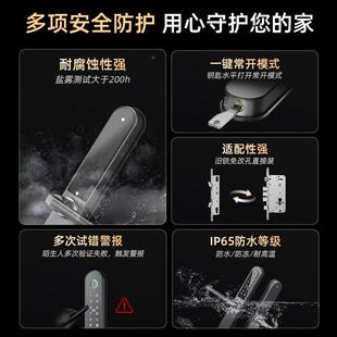 LDS桥门铝指纹锁窄款推拉平开门断阳台移门密码手机锁智能锁电子