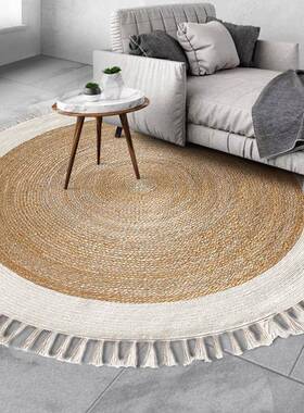 新款黄麻地酒软毯客厅卧室床边圆形苏1121C地毯流现代简约店民宿