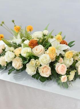 会议桌花长摆花仿真花商餐务动签到台电视eJsx2fXM柜茶活几桌装饰