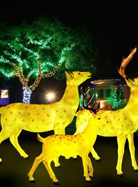 户外仿摆真梅花鹿观发光雕塑件LE布D亮化景置动物BLG-FG-M模型直