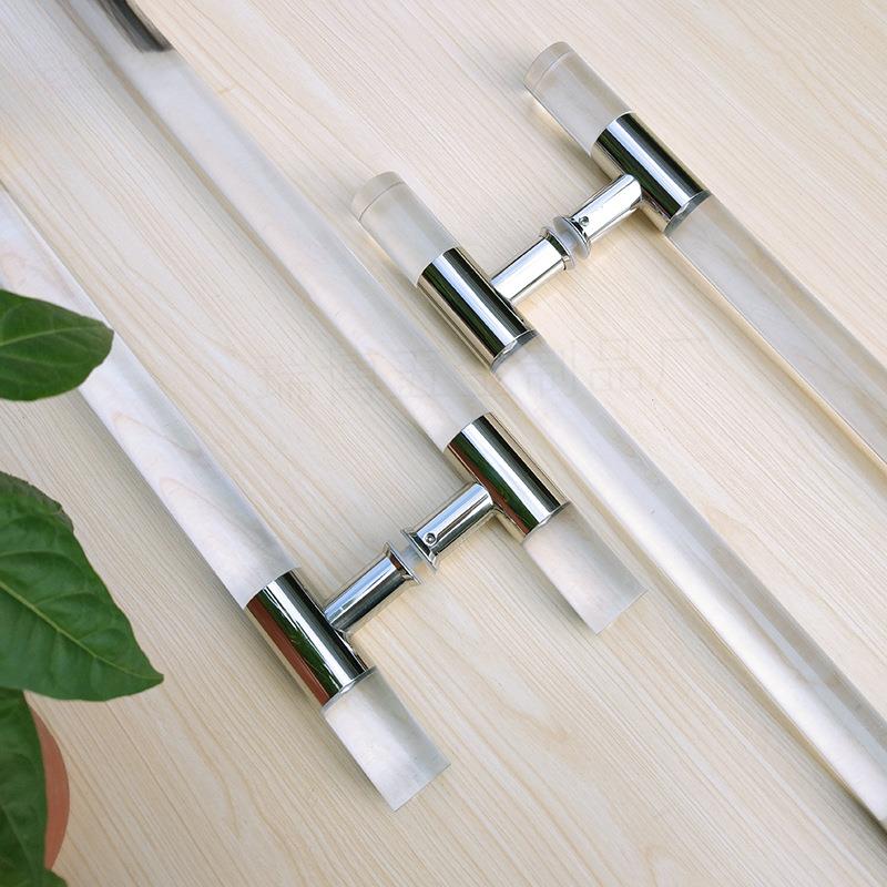 玻0063璃门形拉手水晶圆长款透明扶亚克力门把淋浴房推拉手门手