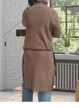 定lo制o挂脖深灰色帆罩衣工作3-17服围兜厨房制g服布甜品新款