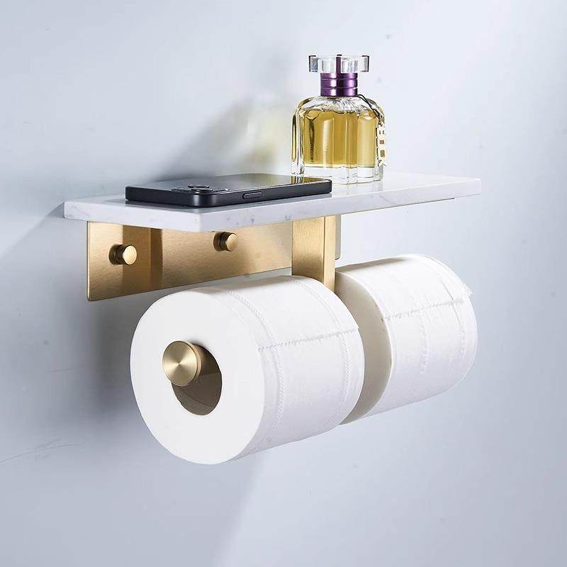 理石纸巾架大304不锈钢拉丝金生间卷282纸架卫单卷厕纸架轻双奢壁