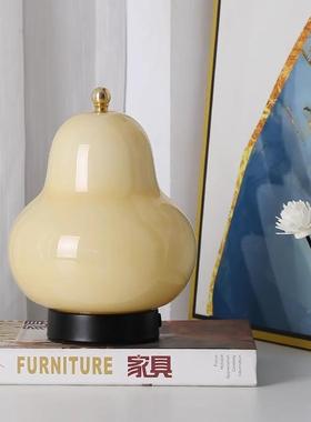 中古式奶房油梨子台灯卧室床头书厅充客电触摸SM-D451便法携氛围