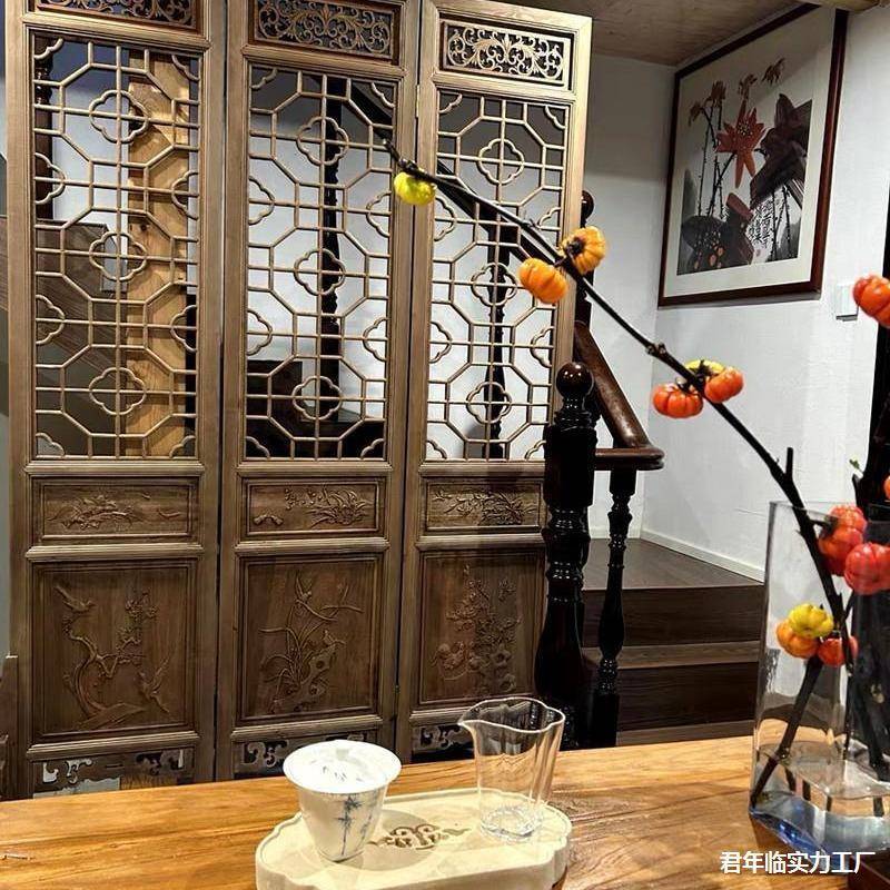 动隔断做折叠移旧高端遮挡可入客户厅玄关入实木户门屏风仿古178