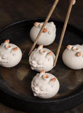 可赵永辉小笼包爱小紫砂龙茶宠摆件精品可MJS手养茶具茶盘工装饰