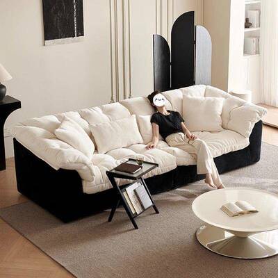 尔山茶沙发懒花沙发意式极简雪尼绒布艺沙发225新款慵风沙发时尚