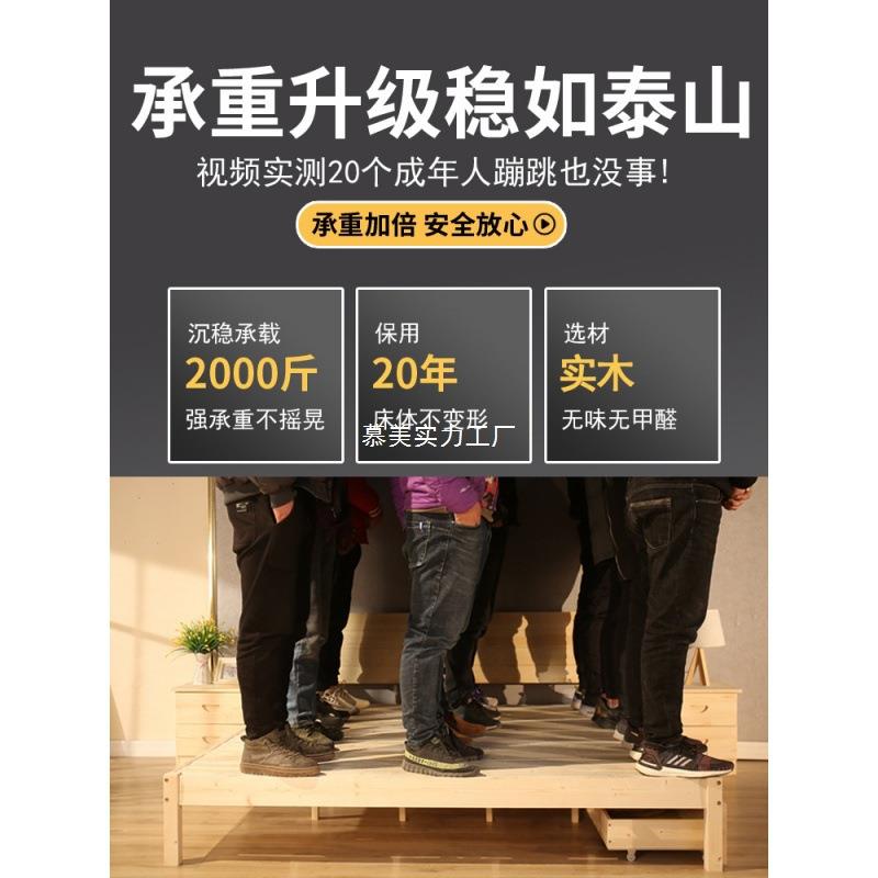 #实木床1..5米现代简家约松木双人LS-088床用18人米出租房经济型