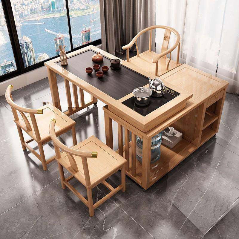 新中式实茶原桌椅组合客厅家用阳台ZRE木木色实木茶可旋转家用阳,商业/办公家具,茶台/茶桌,淘宝优惠券,粉丝福利购,淘宝优惠卷