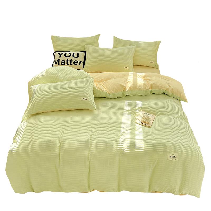 AF77JS98S6L韩泡泡四件套色纱非女生宿舍式床笠款纯三件套南通被