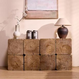 民宿木墩子酒几店树桩底座678摆件古实木玄关桌客厅组复合茶花木