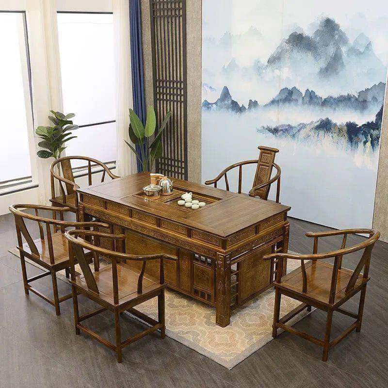 桌实木茶椅合ZID办公茶全套一体新中式茶台茶几桌子两用二具组合