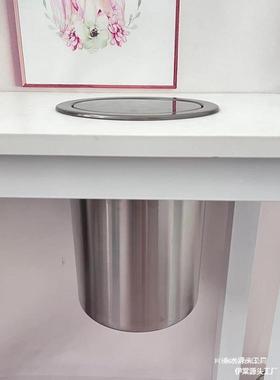 式嵌入式ali-8069台不锈钢摇厨房隐藏面翻盖橱柜盖垃圾桶盖子洗手