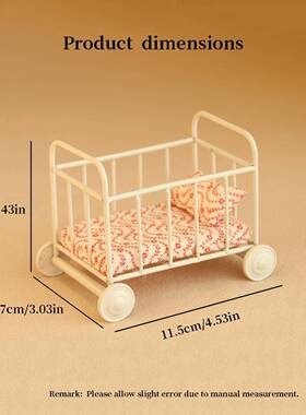 262112分真微过缩迷你金属婴儿OB11棉花娃娃床床儿童家家仿婴儿摇