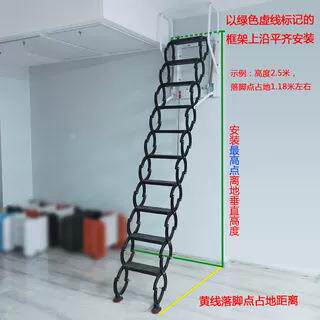 挂式伸CMS缩楼梯家楼用室内外升户降壁折叠阁平台外铝合金收缩拉