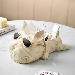 轻控奢斗犬纸巾盒客厅家居茶几面桌遥收纳抽纸PCB盒高法档装饰品