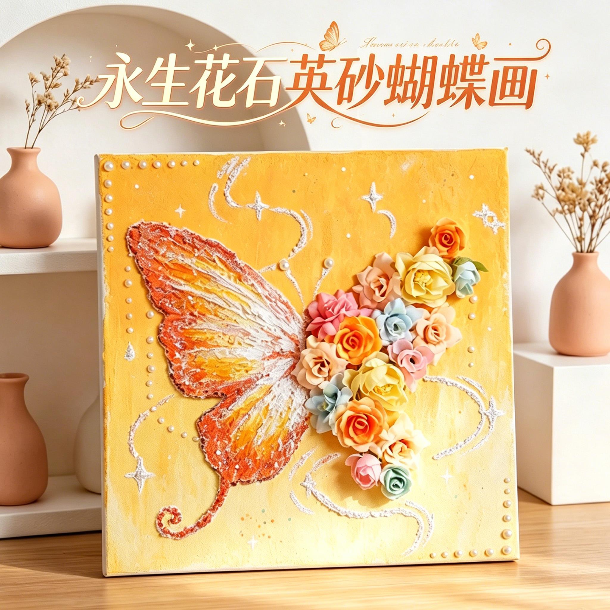 永生花蝴蝶画老年人奶泡机时间玩具手工diy材料包益智防止痴呆消