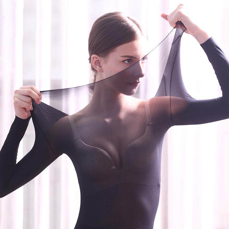 日本37度恒温超薄保暖内衣女蝉羽塑身性感自发热无痕美体紧身套装