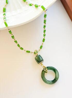 【送女友送老婆礼物】古风竹翠琉璃气质同心圆吊坠平安吉祥项链