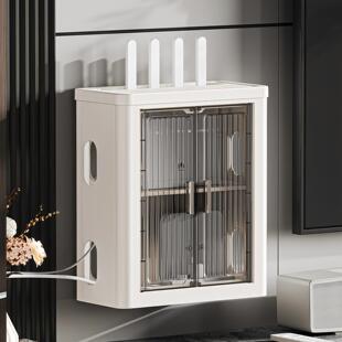 路由器收纳盒壁挂式无线wifi机顶盒置物架电视柜插座电线整理神器