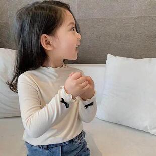 【婴迪森】女童打底衫秋冬长袖T恤秋衣儿童半高领纯棉a类宝宝上衣