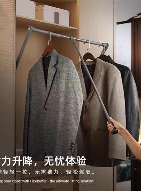 升降伸缩晾衣杆衣柜内下SC370挂拉式衣衣橱挂衣架拉高柜五金配杆