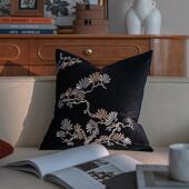 新款 中竹古复风轻奢刺绣客厅002沙发靠垫子中式 古宿抱枕名样板间