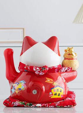 20FOA2新款红色运招财猫摆件电动手陶瓷装摇3饰乔迁开业送转礼