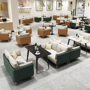 售轻奢奶茶店咖啡西餐厅岩板洽谈岩板桌椅楼组合休区部洽息谈接待