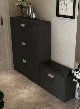 黑色薄柜7cm极窄高1GH54档入户门口可座鞋凳小户型经济超型玄关鞋